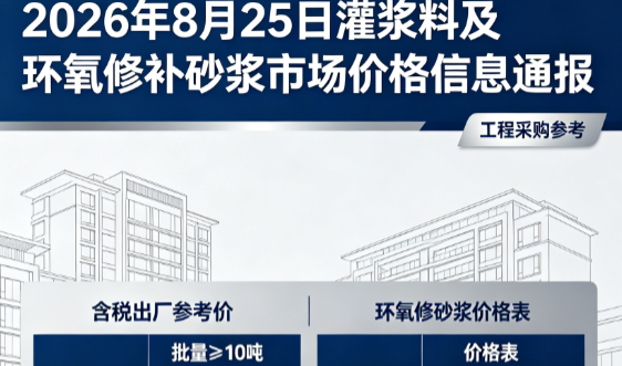 新村镇2026年8月25日灌浆料及环氧修补砂浆市场价格信息通报